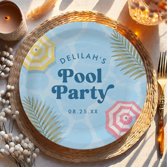 Sommer-Poolparty Rosa Mädchen Geburtstag Pappteller (Von Creator hochgeladen)