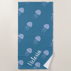 Sommer-Quallen Blau Name Strandtuch