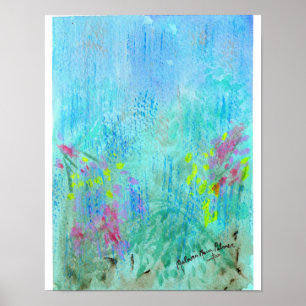 Sommer-Regenabstraktes Watercolor-Plakat Poster