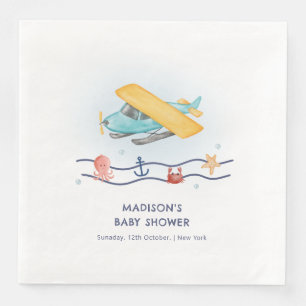 Sommer-Reise-Abenteuer Meer Flugzeug Baby Shower Serviette