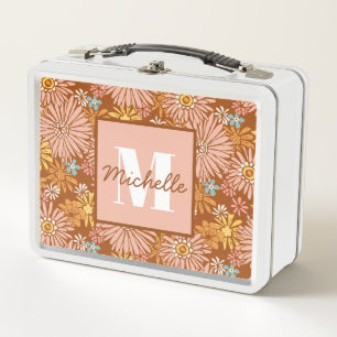 Sommer Retro-Blume   Monogramm Lunchbox