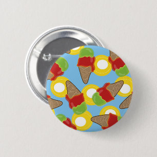 Sommer-Retro-Kirsche- und Limoneneiscreme-Kegel-Mu Button