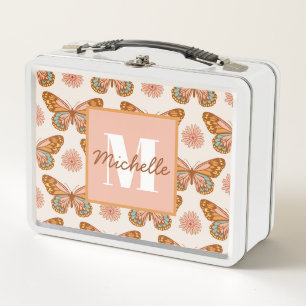 Sommer Retro Schmetterling Monogramm-Lunchbox Metall Brotdose