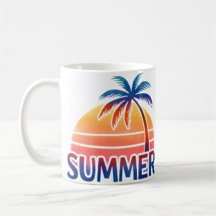 Sommer-Retro-Sonnenuntergang-Palmenbaum Kaffeetasse