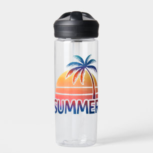 Sommer-Retro-Sonnenuntergang-Palmenbaum Trinkflasche