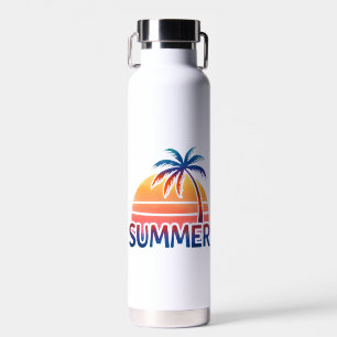 Sommer-Retro-Sonnenuntergang-Palmenbaum Trinkflasche