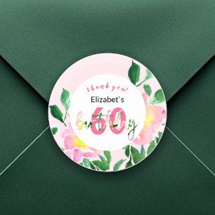 Sommer-Rosa Flora Exotic Watercolor Illustration Runder Aufkleber