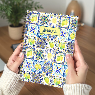 Sommer Rosa Gelb Blau Sizilianische Majolika Zitru Notizbuch