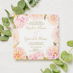 Sommer rosa gelbe Aquarell-Pfingstrosen-Blumenhoch Einladung