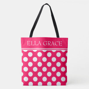 Sommer rosa und weißer Polka-Punkt personalisiert Tasche