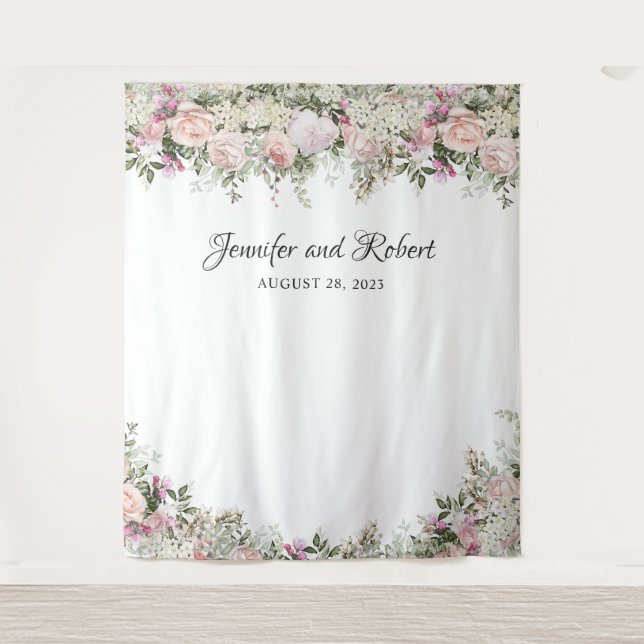 Sommer Rose Garten Blumengarten Foto Hintergrund Wandteppich (Vorderseite)