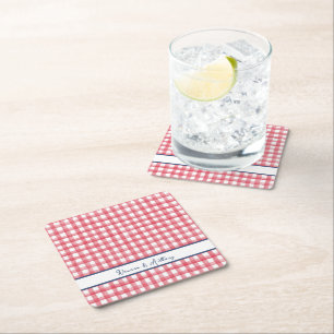 Sommer-Rot-Gingham, kariert zum 4. Juli Rechteckiger Pappuntersetzer