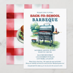 Sommer-Rückkehr zur Schule BBQ-Party Einladung