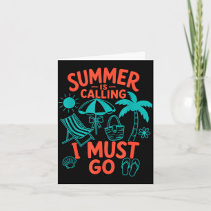 Sommer ruft Strand ich muss zurück zur Palme retro Karte
