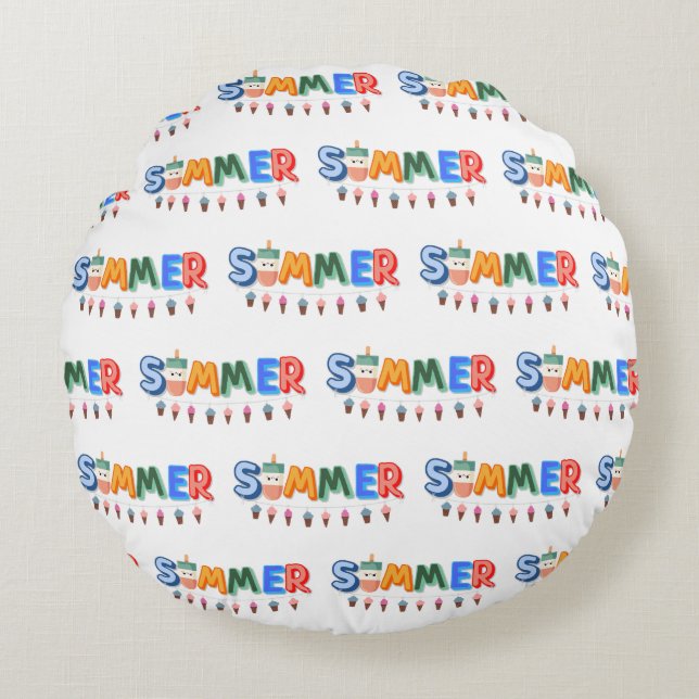 Sommer Rundes Kissen (Vorderseite)