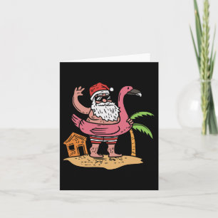 Sommer-Santa-Flamingo-Schwimmer Lustiges Weihnacht Karte