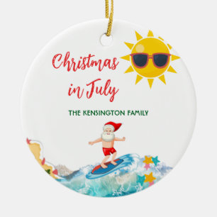 Sommer-Santa-Tropischer-Strand-Weihnachten im Juli Keramik Ornament