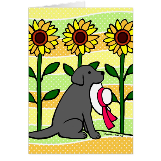 Sommer schwarzes Labrador mit Sonnenblumen (Vorne)