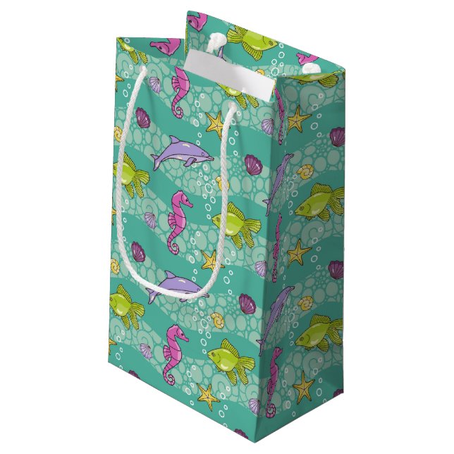 Sommer-Seemuster Kleine Geschenktüte (Rückseite Schrägansicht)
