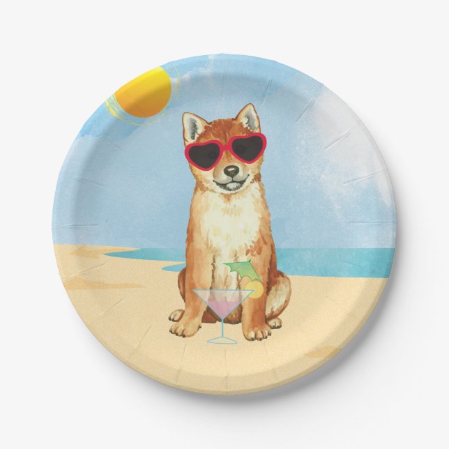 Sommer Shiba Inu Pappteller (Vorderseite)