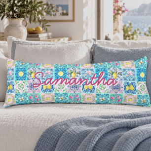 Sommer Sicilianisch Türkis bunter Azulejo Amalfi Seitenschläferkissen