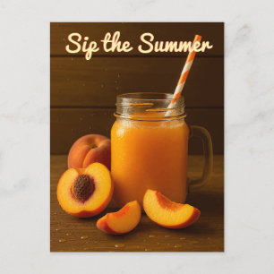 Sommer sippen - Pfirsichsaft rustikale Postkarte