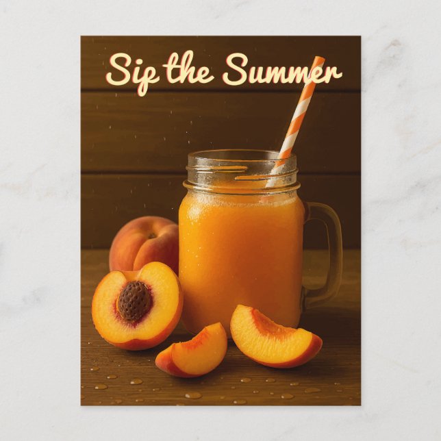 Sommer sippen - Pfirsichsaft rustikale Postkarte (Vorderseite)