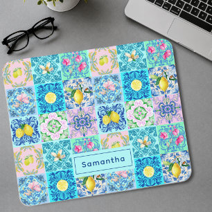 Sommer sizilianisch türkis bunt azulejo Amalfi Mousepad