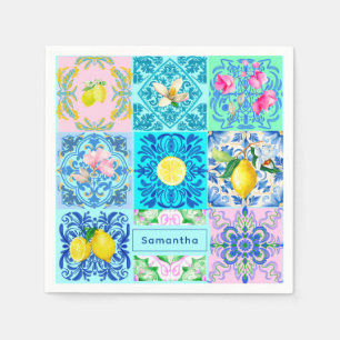 Sommer sizilianisch türkis bunt azulejo Amalfi Serviette