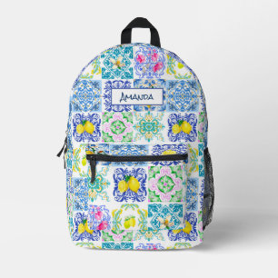 Sommer sizilianische Zitrusfrüchte Mittelmeer Azul Bedruckter Rucksack