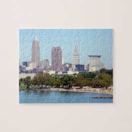 Sommer-Skyline-Puzzlespiel Clevelands, Ohio
