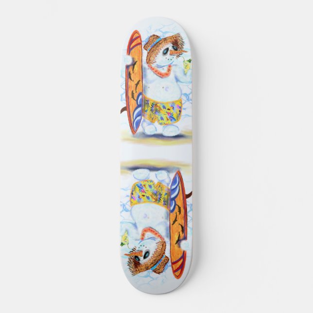 Sommer Snowman Surfer Drinks Frischer Cocktail - S Skateboard (Vorderseite)
