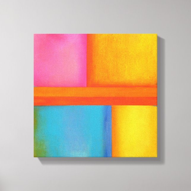 SOMMER, SONNE & SEE - Rosa Gelb Abstrakte Kunst Leinwanddruck (Vorderseite)