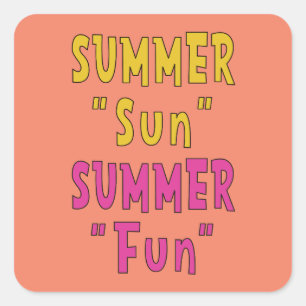 Sommer Sonne Sommer Spaß Quadratischer Aufkleber