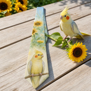 Sommer-Sonnenblumen-Aquarell-Kakadu Krawatte