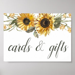 Sommer Sonnenblumen Hochzeitskarte & Geschenke Zei Poster