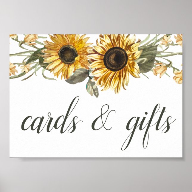 Sommer Sonnenblumen Hochzeitskarte & Geschenke Zei Poster (Vorne)