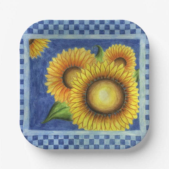 Sommer-Sonnenblumen-Papierteller Pappteller (Vorderseite)