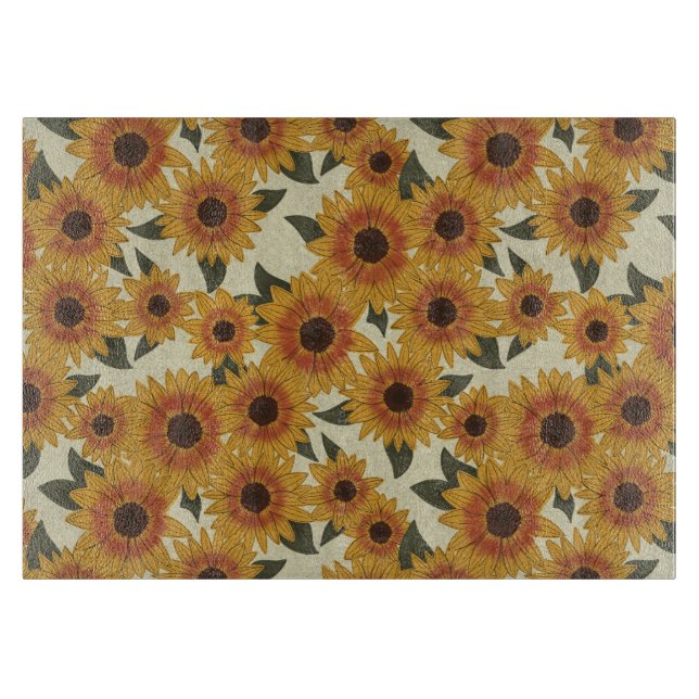 Sommer Sonnenblumen Schneidebrett (Vorderseite)