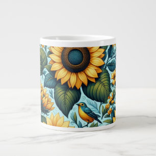 Sommer/Sonnenblumen/Vogel Jumbo-Tasse