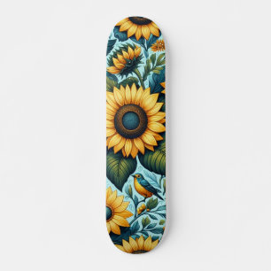 Sommer/Sonnenblumen/Vogel Skateboard