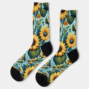 Sommer/Sonnenblumen/Vogel Socken