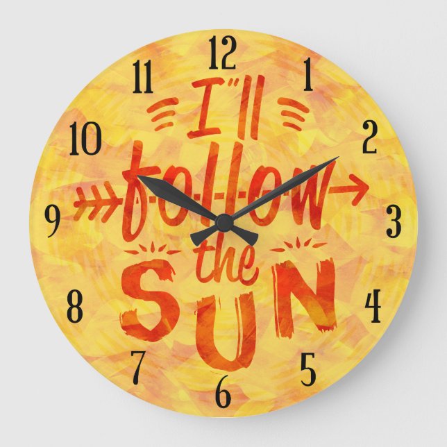 Sommer-Sonnenschein gemalte Orange folgen Große Wanduhr (Vorderseite)