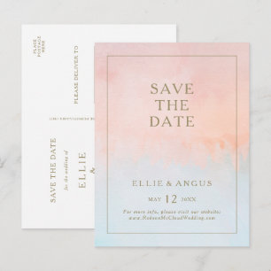 Sommer-Sonnenuntergang-Aquarell-Save-the-Date-Post Einladungspostkarte