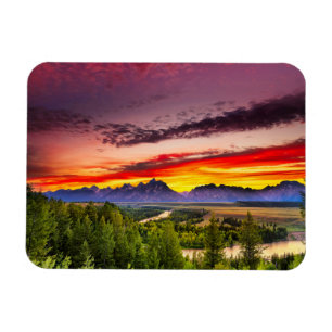 Sommer-Sonnenuntergang bei Snake River übersehen Magnet
