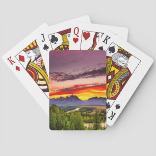 Sommer-Sonnenuntergang bei Snake River übersehen Spielkarten