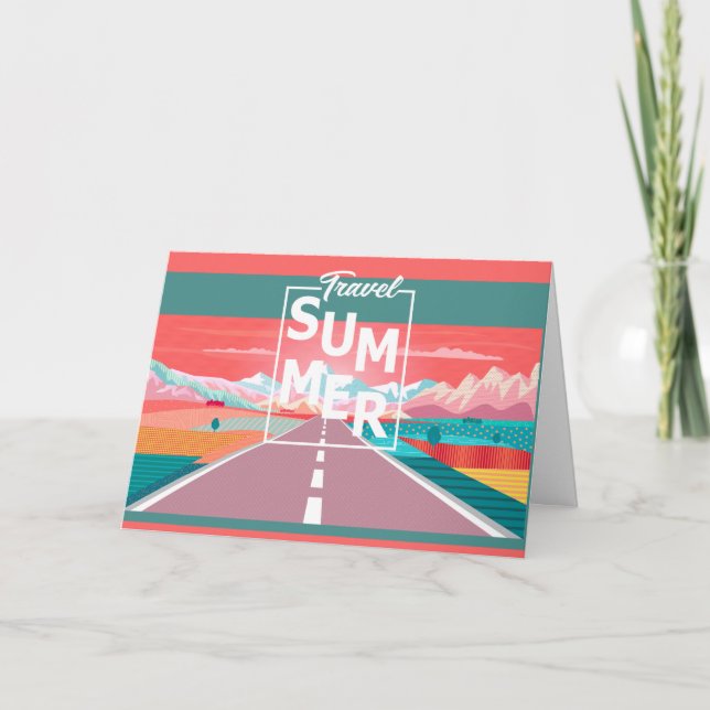 Sommer Sonnenuntergang, Straßenfahrt bis Rocky Mou Dankeskarte (Vorderseite)