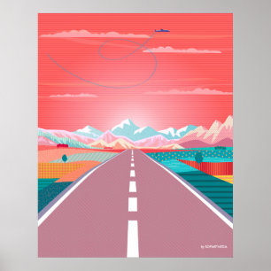 Sommer Sonnenuntergang, Straßenfahrt bis Rocky Mou Poster