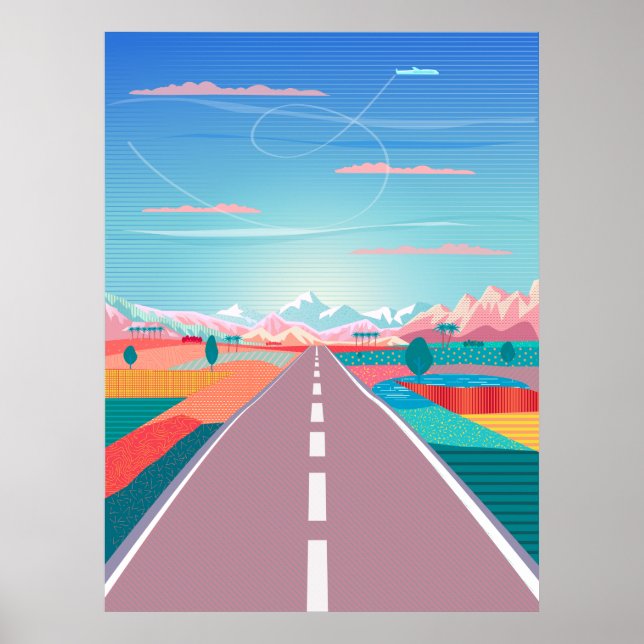 Sommer Sonnenuntergang, Straßenfahrt bis Rocky Mou Poster (Vorne)