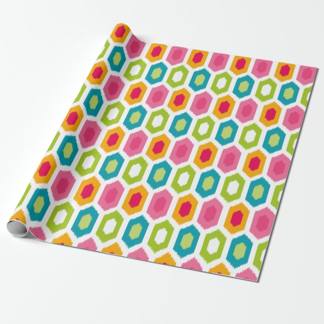 Sommer-Spaß buntes modernes Ikat Stammes- Muster Geschenkpapier (Ungerollt)